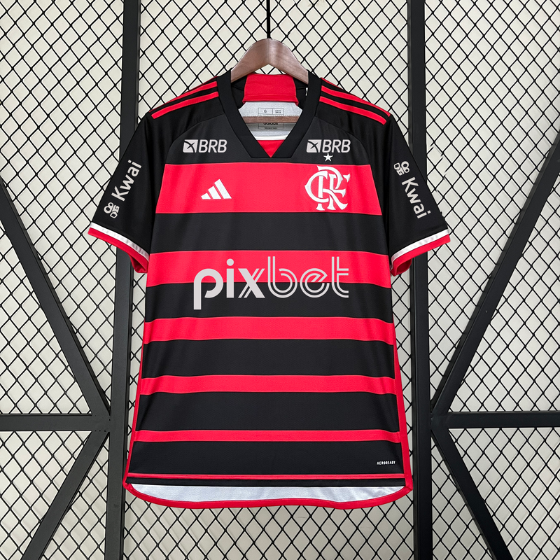 CAMISA LANÇAMENTO DO FLAMENGO 24/25 VERMELHO E PRETO