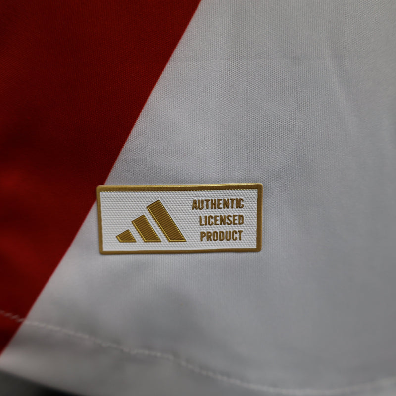 Camisa River Plate Home 2024/25 Jogador Adidas Masculino - Branca, Vermelha e Preta